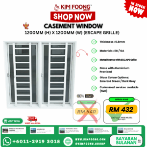 Casement 1200mm (h) x 1200mm (w) (Escape Grille)