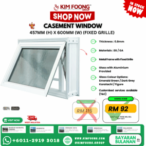 Casement 457mm (h) x 600mm (w) (Fixed Grille)