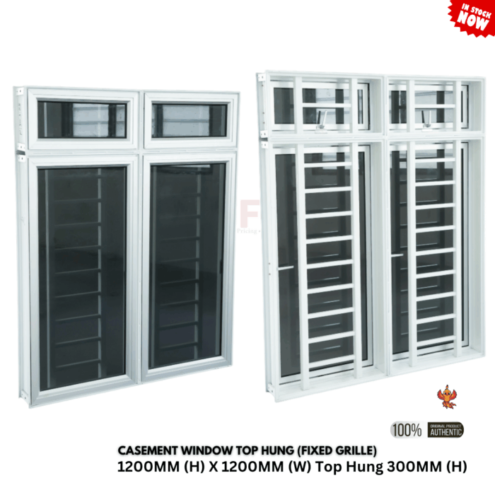 Casement 1200mm (h) x 1200mm (w) Top Hung 300mm (h) (Fixed Grille)